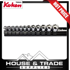 Ko-Ken Socket Set on Rail 12 Piece 3/8" 6Pt 7-19mm METRIC KoKen RS3400MZ/12