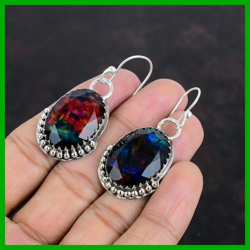 Mothers day Deal Natural Ammolite 925 Sterling Silver Drop Boho Earrings Jewelry - Picture 4 of 7