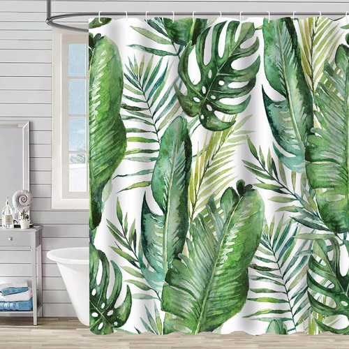 2025 NEW Floral Leaves Waterproof Showe Curtain Extra Long Fabric Bathroom - Picture 53 of 65