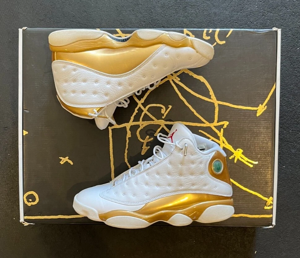 NIKE AIR JORDAN 13 DMP, Size 9.5 414571-135, White/Gold, With Box