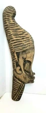 Vintage African Woman Wood Carving Wall Hanging Plaque 14x4"
