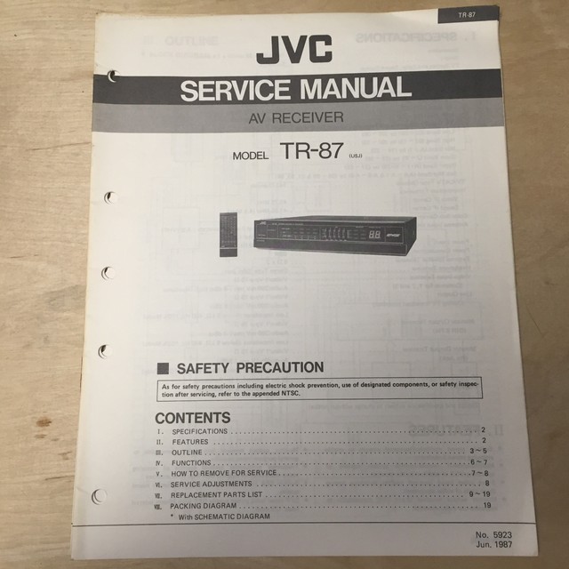 Original JVC Service Manual for the TR87 AV Receiver eBay