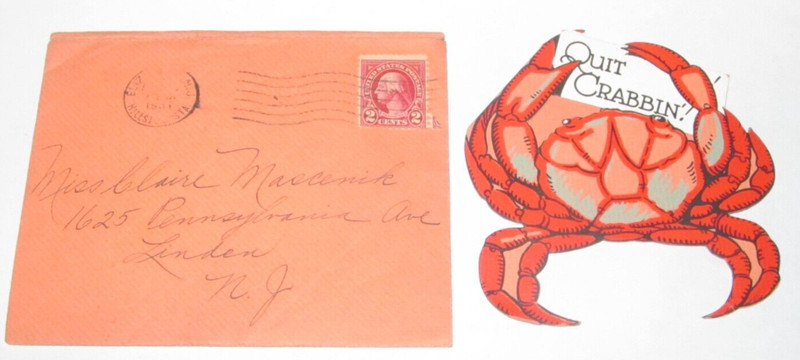 Vintage Birthday Card 1931 Quit Crabbin!