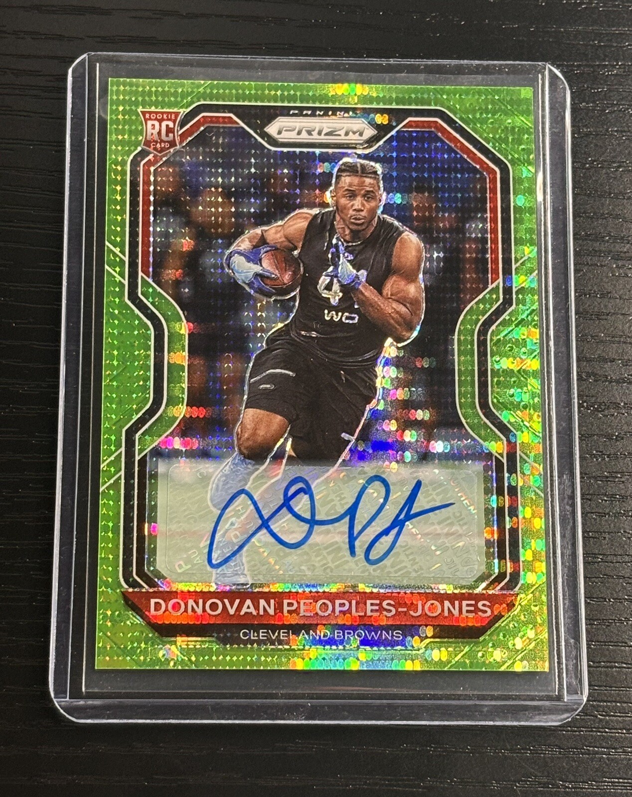 2020 Panini Prizm Neon Green Pulsar Prizm Auto #319 Donovan Peoples-Jones Rookie