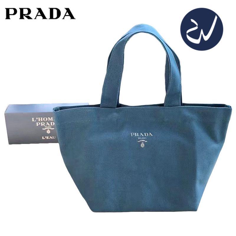 PRADA L'HOMME tote bag eco bag logo Color blue canvas W34
