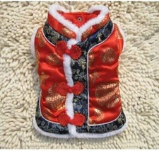 Pet Dog Cat Coat Clothes Red Chinese Tang Dress Coat Apparel Customes New Year