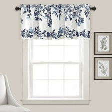 Lush Decor Tanisha Room Darkening Window Curtain Valance, 18 L x 52 W, Navy  Wh