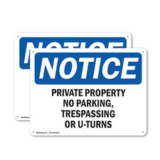  2 Pack Private Property No Parking Trespassing OSHA Notice Sign Decal Metal
