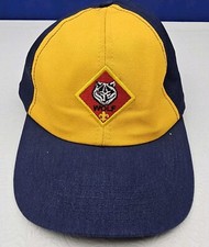 Boy Scouts Of America Wolf Twill Kids Size S/M Cap Hat Snap Back Blue Yellow