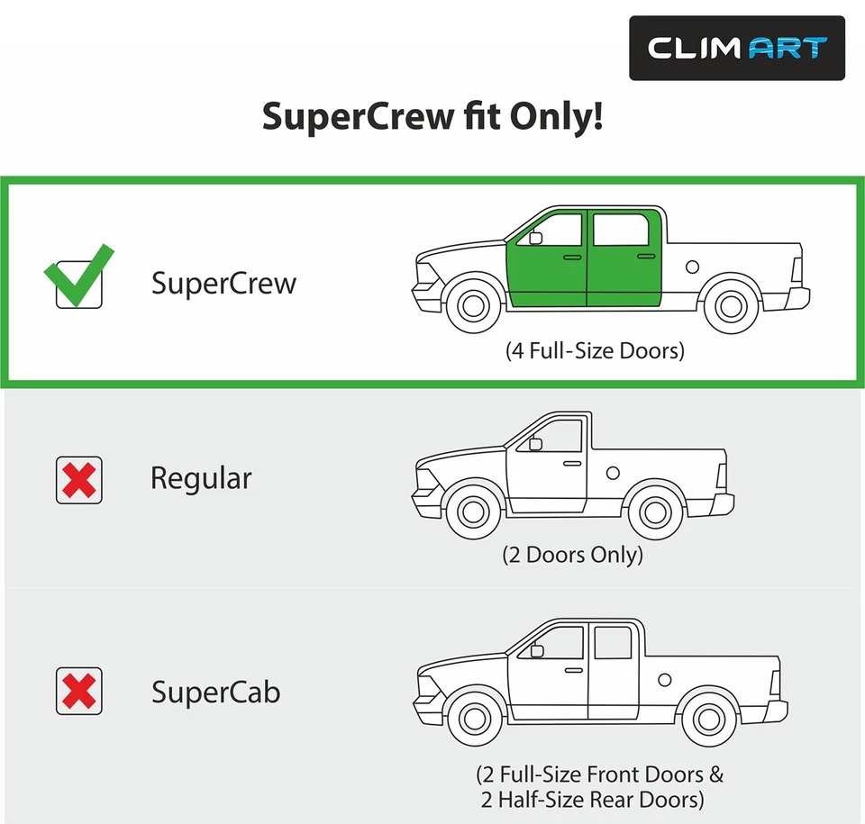 👍 Protectores de lluvia Viseras de ventilación Pantalla para 09-14 Ford F-150 SuperCrew INROMPIBLE Foto 4 de 4