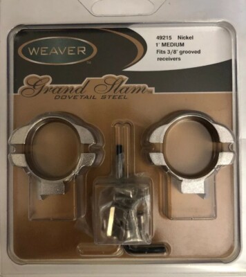 Weaver Grand Slam Stahl Ringe 1 '' .22 M Nickel Selten Vintage Schiffe N 24