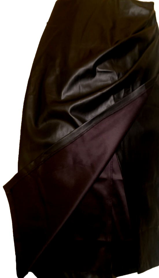Cross Over Skirt Women’s Sz Small Black Wrap Like Vegan Faux Leather