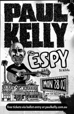 Poster PaulKelly in The Espy, St Kilda on Oct 28, 2024 Tour Poster, gift for fan