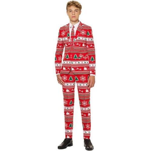 OppoSuits Boys Red Christmas Suit - Jacket Pants Tie 16 $80 NWT - Picture 6 of 6
