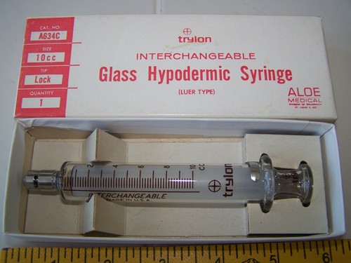 Vintage Trylon Glass Syringe in box 10 cc  - Afbeelding 4 van 7