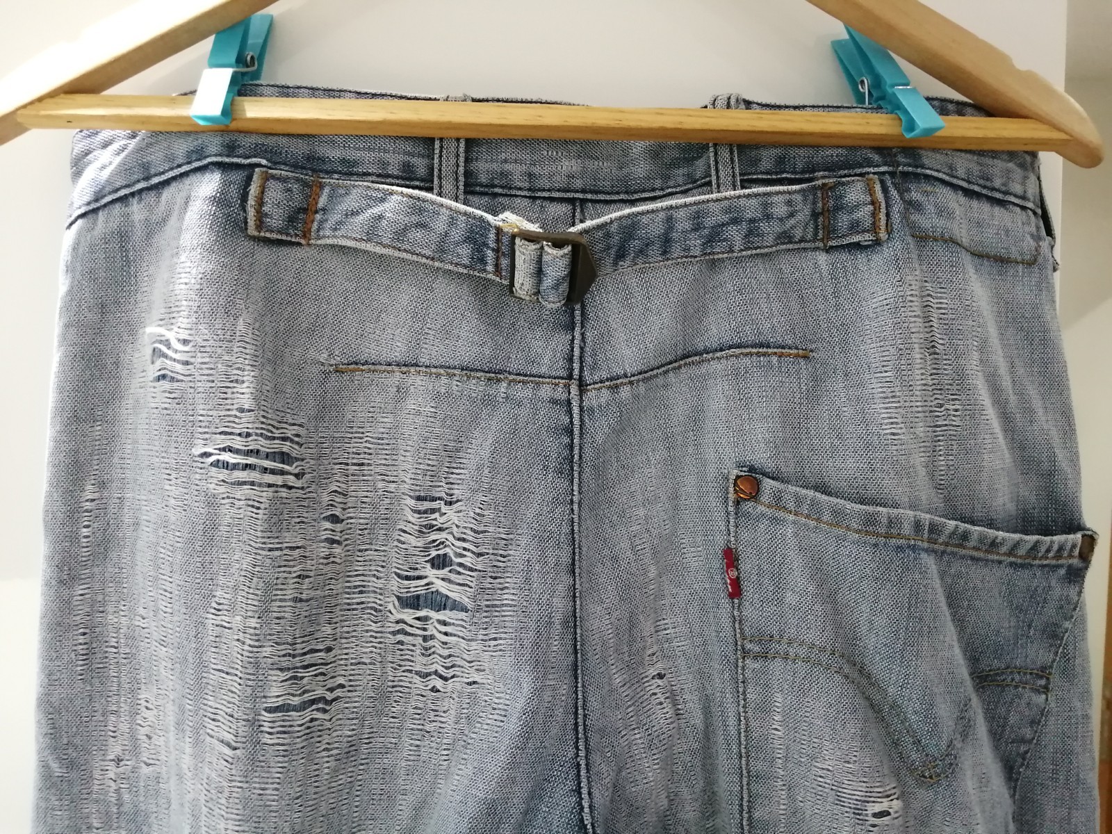Very Rare Levi Original Ripped Torn Vintage Engineered Jeans 32 X 30 image 10