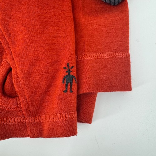 Smartwool Mens Small 100% Merino Wool 1/4 Zip Pullover Rust Orange Base Layer - Picture 8 of 11