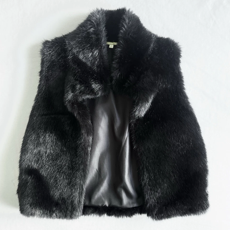 Chaleco Gianni Bini de piel sintética negro para mujer talla pequeña Foto 2 de 4