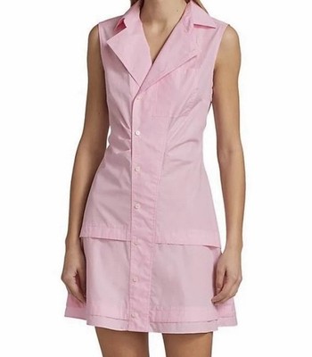 New $375 Derek Lam 10Crosby Women s Sz 4 Satina Sleeveless Pink Shirt Dress
