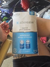 AllerEase Waterproof Zippered Pillow Protector Standard Queen 20x28 Allergy New