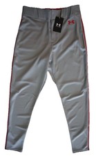 Under Armour Gameday Vanish Piped Men’s Baseball Pants Grey Red Piping sz Large