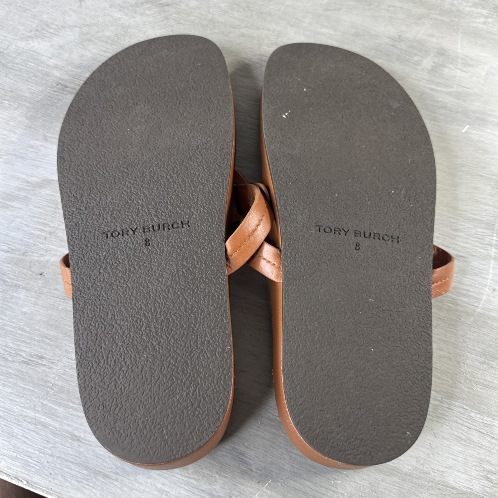 Tory Burch Miller Cloud Thong Sandals Calf Leather Aged Camello Brown Size 8M thumbnail 6