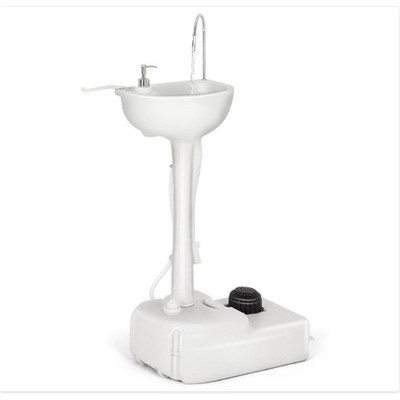 Portable Sink Station 5-Gallon Rolling Hand Wash Basin Soap Dispenser - Gray