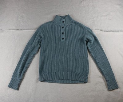 Pact Organic Sweater S Green River Rock Heather Organic Cotton Luxe Knit Henley