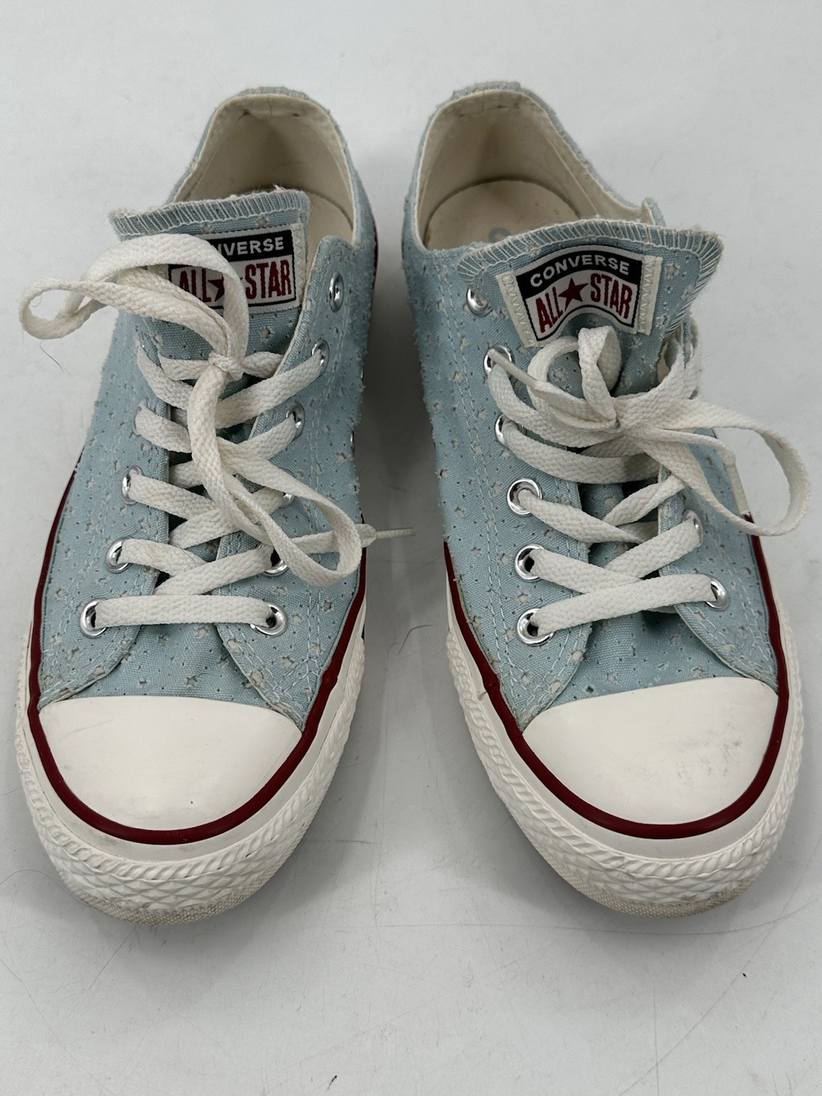 Converse Chuck Taylor All Star Low Canvas Light Blue White Stars Lace Up M7 W9