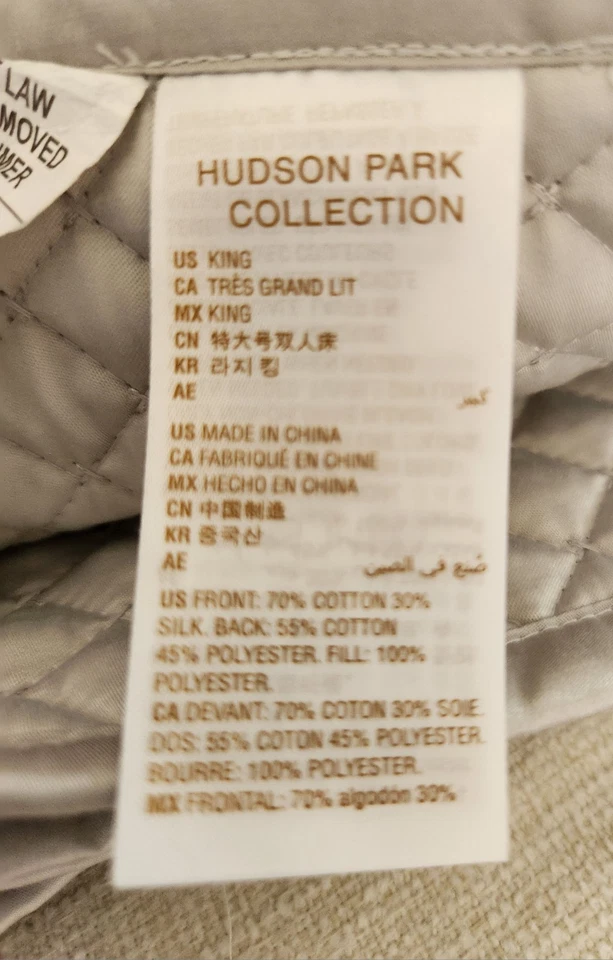 Edredón KING Hudson Park mezcla seda Bloomingdale's gris plata Foto 4 de 4