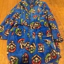 Super Mario Boys Blue Fleece Robe Size 8 100 Polyester Graphic Print Belted