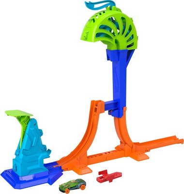 Hot Wheels Toy Car & Track Set, Stunt Tracks Power Launch Champion with 1.5-Foot