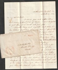 Northampton Massachusetts 1850 stampless Free cover with 4-page letter
