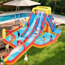 Giant Inflatable Water Slide Bounce House with Extra Long Slide and Splash Pool