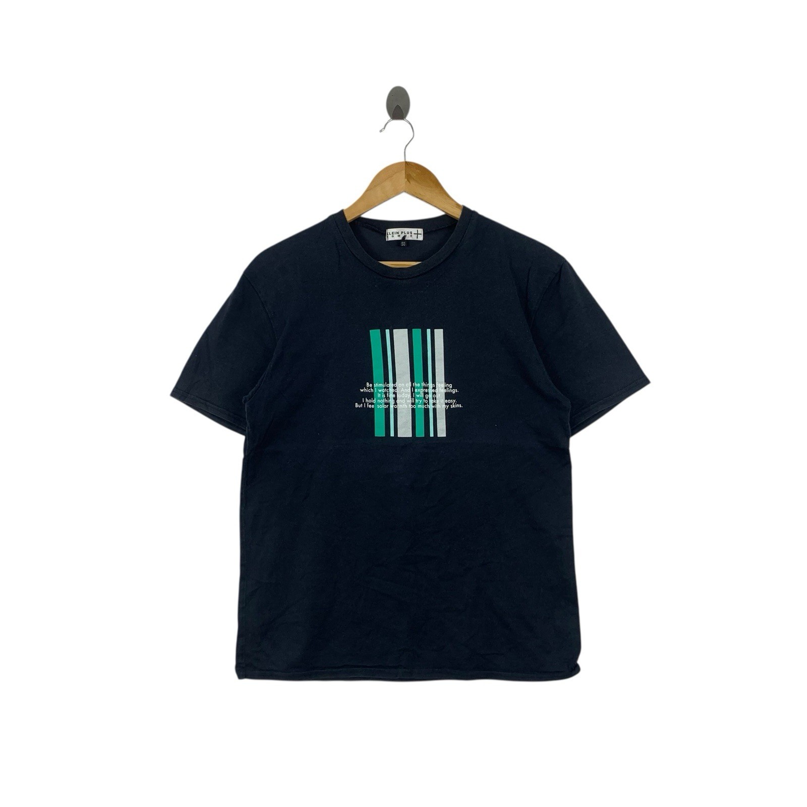 Vintage MK MICHEL KLEIN Homme Plus Box Logo Tee Shirt Top Striper Runway