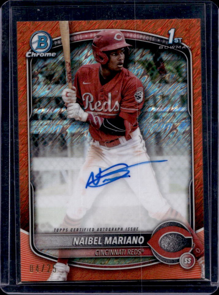 2025 Bowman Naibel Mariano Chrome Auto Orange Shimmer Refractor 1st #4/25