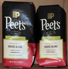 Peet's Coffee DECAF MAJOR DICKASON'S Dark Roast Ground Coffee - 2-Bags READ DESC