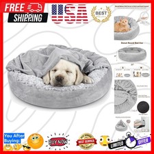 Small Dog Bed Cat Bed with Hooded Blanket, Cozy Cuddler Luxury Puppy Pet Bed,...