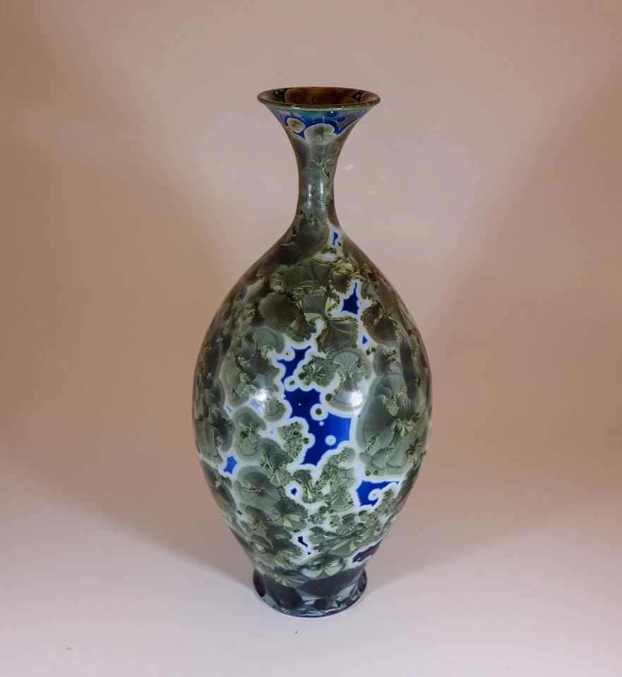 Jarrón de cerámica Isak Isaksson azul y gris esmalte cristalino artista contemporáneo Foto 3 de 4