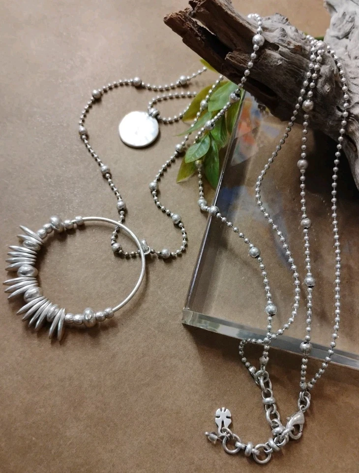 Marca LUCKY 21"+ Tono Plata Capas Doble Gota Colgante Bola Cadena Collar! Foto 2 de 4