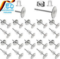 Toaob 500 StüCk Ohrstecker Rohlinge Edelstahl 6Mm 8Mm Ohrstecker Stecker Flach P