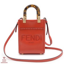 FENDI Mini Sunshine Shopper Calf Leather Orange Gold Hardware Maruman