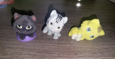 Lot Of 3  Kitty In My Pocket Mini American Bobtail Kitty Flocked Kitten PICKLES