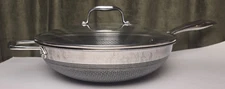 Hexclad Hybrid Cookware Stainless Steel Nonstick 12" Wok W/Glass Lid