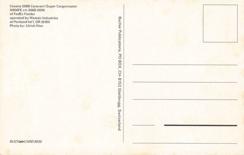 Postal sin publicar aerolíneas Cessna 208B caravana Super Cargomaster 208B-0006 - Imagen 2 de 2