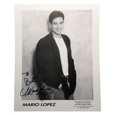 Mario Lopez Young 8 x 10 Photo Signed B&W Head Shot Greg Louganis Hollywood
