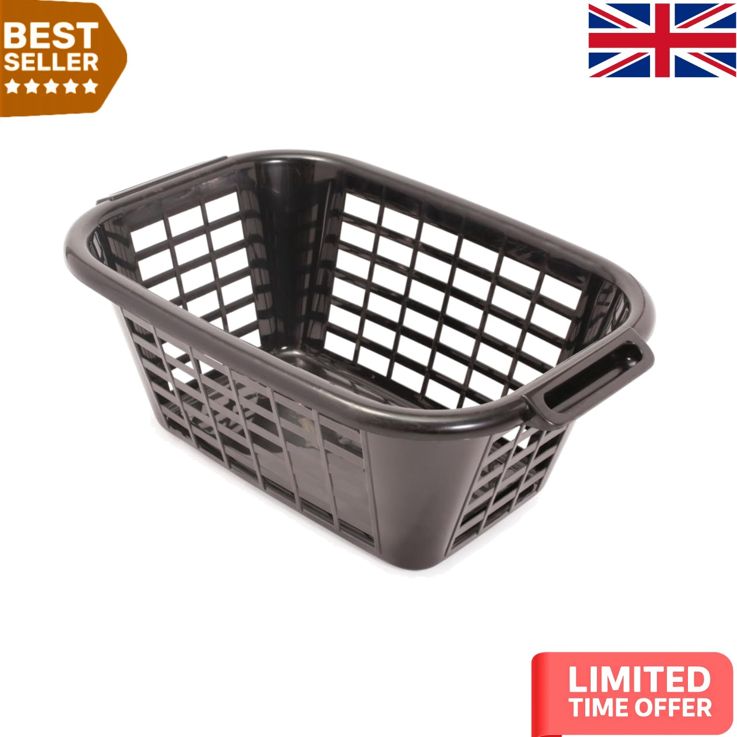 Ventilated 40L Laundry Basket in Black - Ideal for Fresh, Clean Laundry