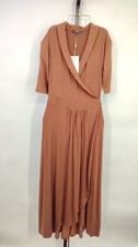 Quince Women Tencel Jersey Midi Wrap Dress Brown Basic Sleeved S