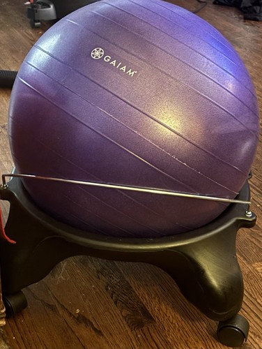 Backless Balance Ball Chair for Home & Office Desk, Yoga Stability Seat Purple