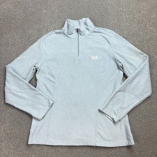 North Face Fleece Womens X Large Blue Quarter Zip Outdoor Pullover Jumper Lady